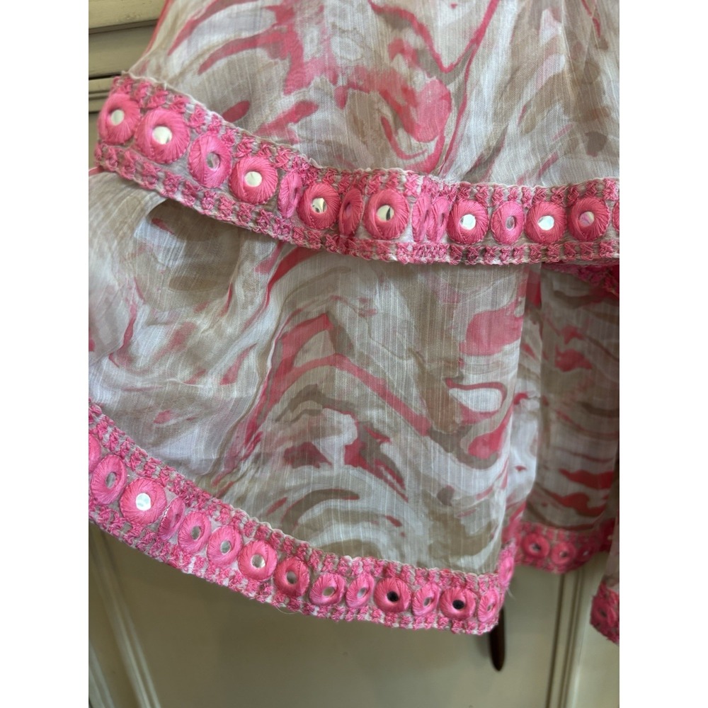 Ramy Brook Mick Tiered Cover Up Strapless Dress Beige Pink Medium NWT $295‎ - Picture 4 of 8